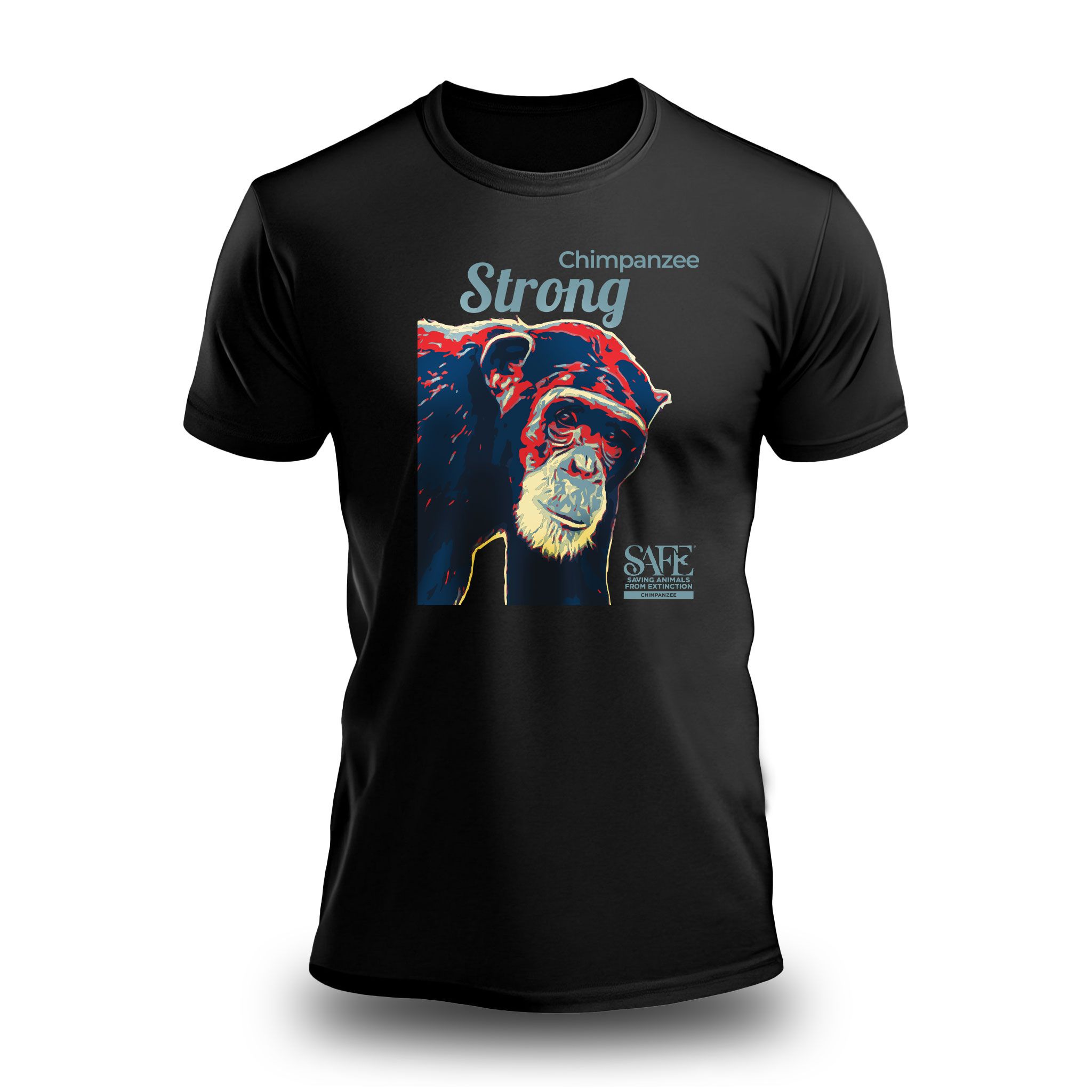 Kirsty's UNISEX T-Shirt Deep Black — Chimpanzee SAFE
